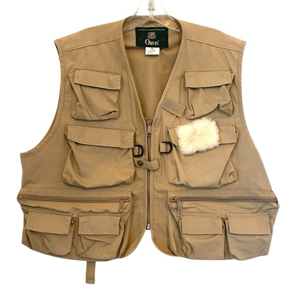 Orvis Fly Fishing Vest Khaki Zip‎ Pocket Hunting Hiking Utility Size Medium - Picture 1 of 10